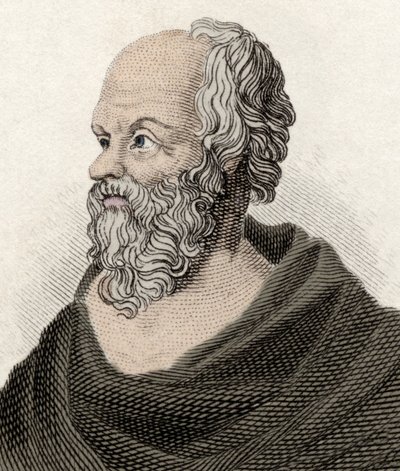 Retrato de Sócrates (470-399 a.C.), filósofo griego. Grabado del siglo XIX. de Unknown artist