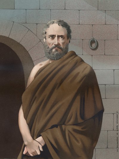 Retrato de Sócrates, filósofo griego (470-399 a.C.) (Hombres y Mujeres Célebres) de Unknown artist