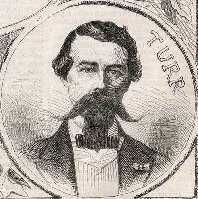 Retrato de Stefan Istvan Turr, general húngaro - Grabado en “El Mundo Ilustre” de Unknown artist