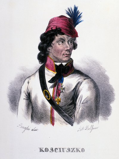 Retrato de Thaddeus (Tadeusz) Kosciuszko, soldado polaco (1746-1817). Grabado del siglo XIX de Unknown artist