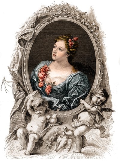 Retrato de Teófano o Teofanía (Theophanu o Theophania) Emperatriz Bizantina del siglo X. Grabado del siglo XIX de Unknown artist