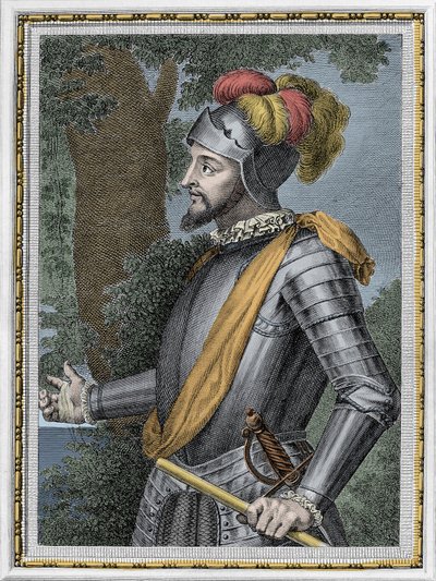 Retrato de Vasco Núñez de Balboa, conquistador español (1475-1517) - Grabado siglo XIX de Unknown artist