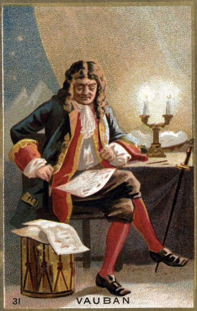 Retrato de Vauban (1633 - 1707). (Sébastien Le Prestre de Vauban) Mariscal de Francia e ingeniero militar. Cromolitografía del siglo XIX de Unknown artist