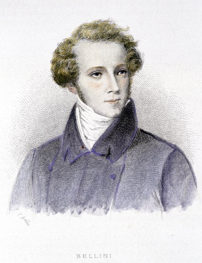 Retrato de Vincenzo Bellini, compositor italiano (1801-1835) - grabado de Unknown artist