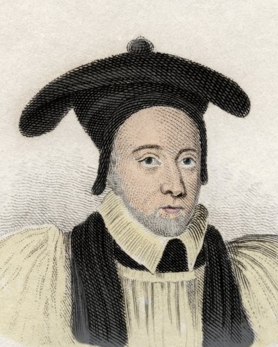Retrato de William Juxon (1582-1663), eclesiástico inglés y arcaico de Canterbury. Grabado del siglo XIX de Unknown artist