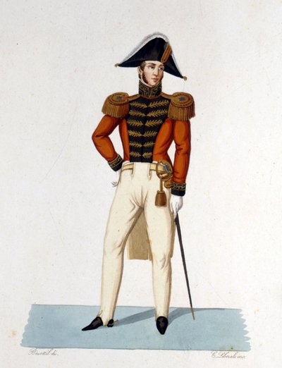 Retrato de un Caballero de Honor de Capa y Espada del Ejército Pontificio. Grabado del siglo XIX. de Unknown artist