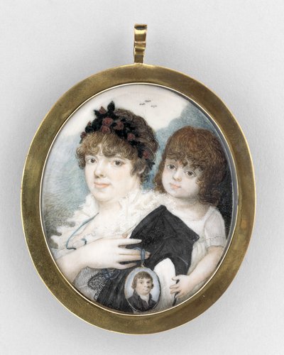 Retrato de una madre y su hijo, c.1810-20 de Unknown artist