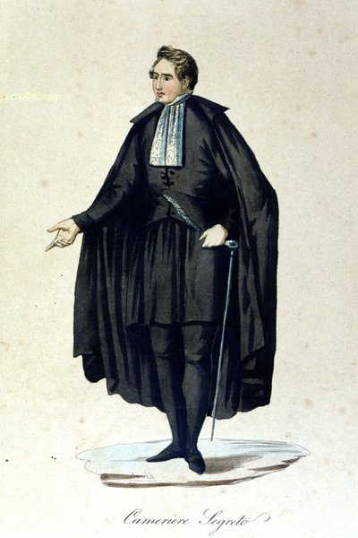 Retrato de una cámara secreta del Estado Vaticano. Grabado del siglo XIX. de Unknown artist