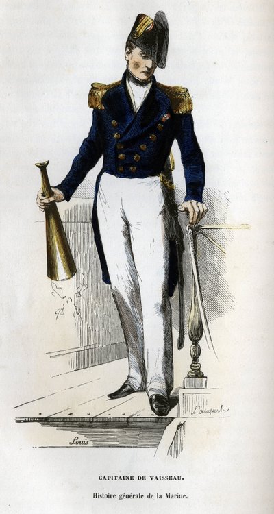 Retrato de un capitán de barco. en “Histoire générale de la marine” por Van Tenac de Unknown artist