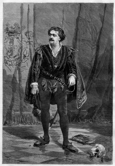 Retrato del actor Ernesto Rossi en el papel de Hamlet de William Shakespeare en el teatro Ventadour en París en 1875 de Unknown artist