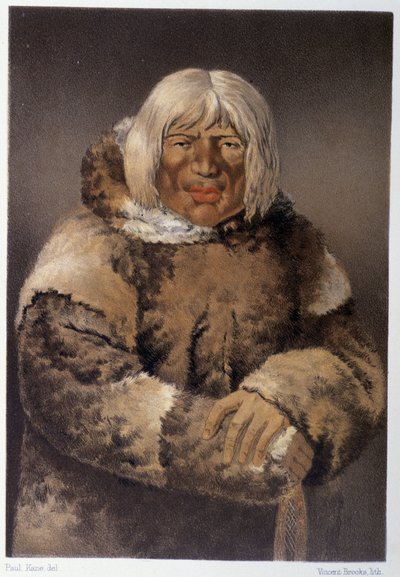 Retrato de un esquimal - en "Wandering of an artist among the indians of north america" por Paul Kane, Longmans & Roberts, Londres de Unknown artist