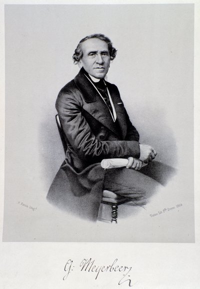 Retrato del compositor de ópera alemán Giacomo Meyerbeer (1791-1864) Grabado. Siglo XIX. Bolonia, museo cívico musical de Unknown artist