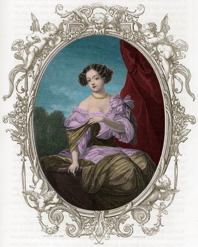 Retrato de la Duquesa (Mademoiselle) de Fontanges (1661-1681), favorita de Luis XIV - Grabado de 1862 en “Las Reinas del Mundo” por nuestros primeros escritores - Publicado bajo la dirección de J G D ARMENGAUD de Unknown artist