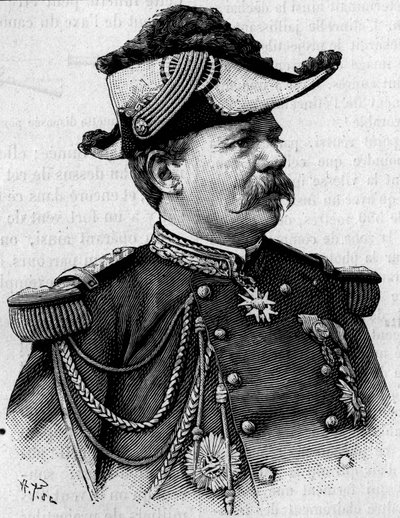 Retrato del general francés François Perrier (1833-1888). Grabado en “La Nature: revue des sciences et de leurs applications aux arts et a l