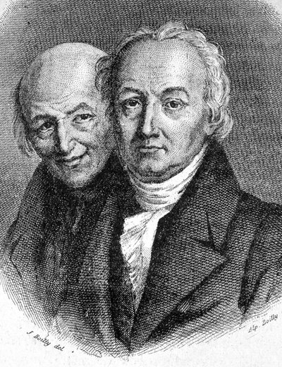 Retrato de los hermanos Hauy: Abate René Just Hauy (1743 - 1822), mineralogista francés, y Valentin Hauy (1745 - 1822), pedagogo francés - en "Les Contemporains", s.f. finales del siglo XIX de Unknown artist