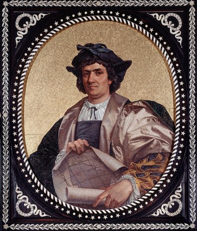 Retrato del navegante italiano Cristóbal Colón (Cristoforo Colombo, Cristóbal Colón) (1451-1506) Mosaico de Unknown artist
