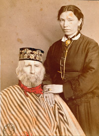 Retrato del patriota italiano y héroe del Risorgimento Giuseppe Garibaldi (1807-1882) con su tercera esposa Francesca Armosino de Unknown artist