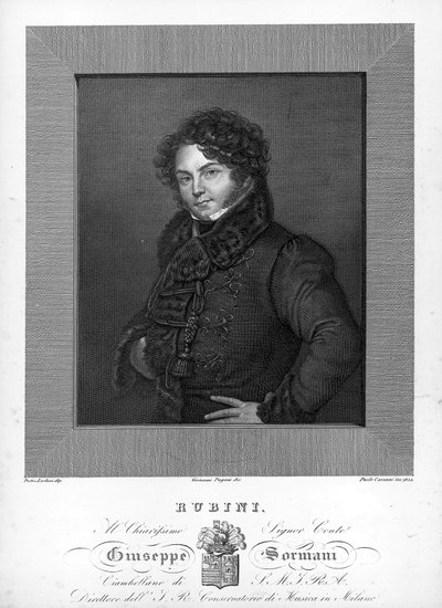 Retrato del tenor italiano Giovanni Battista Rubini (1794-1854). Grabado del siglo XIX de Unknown artist