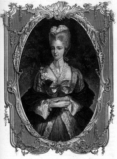Retrato de la Marquesa de Boufflers Marie Francoise Catherine de Beauvau Craon (1711-1787) - Grabado de 1862 en 
