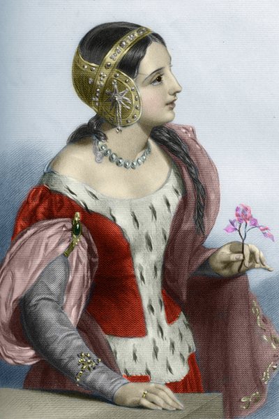 Retrato de la reina de Inglaterra Isabel de Francia (1295-1358), reina consorte del rey Eduardo I). Siglo XIX (grabado) de Unknown artist