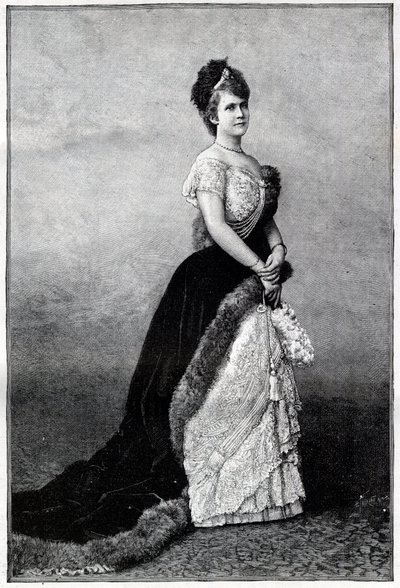 Retrato de la Reina de Rumanía Elisabeth Pauline Ottilie Louise de Wied, conocida como Carmen Sylva (1843-1916), esposa del Rey Carlos I - Grabado de 1893 - Isabel de Wied de Rumanía, finales del siglo XIX-principios del siglo XX - Retrato de Isabel (1843- de Unknown artist