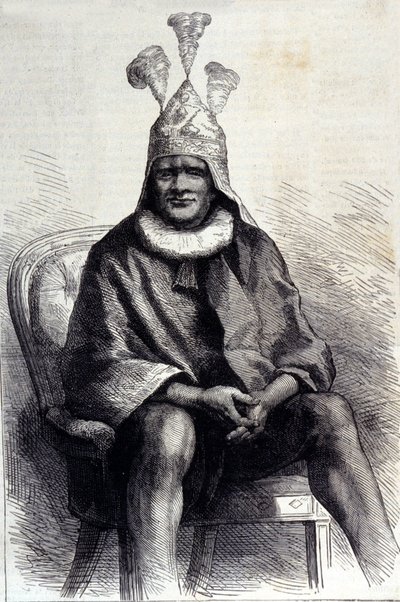 Retrato del rey zulú Cetshwayo (o Cetawayo, Cetewayo, Cetywajo, Ketchwayo) (1826-1884). Grabado del siglo XIX de Unknown artist