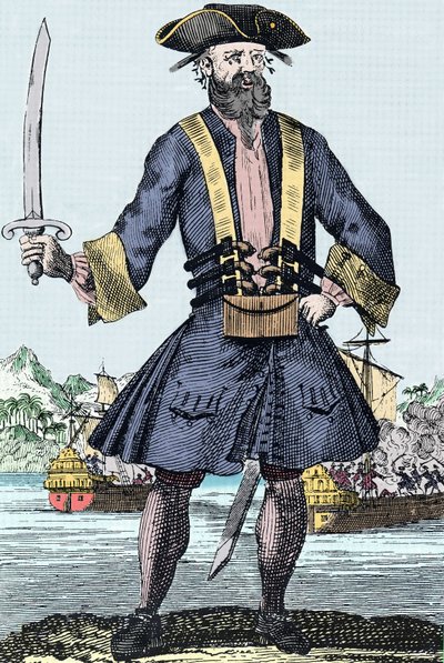 Retrato del pirata Edward Teach conocido como Barbanegra (Blackbeard) de Unknown artist
