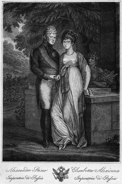 Retratos del Emperador Alejandro I de Rusia (1777-1825), con su esposa (Elisabeth Alexeievna, nacida Princesa Louise Augusta de Baden) de Unknown artist