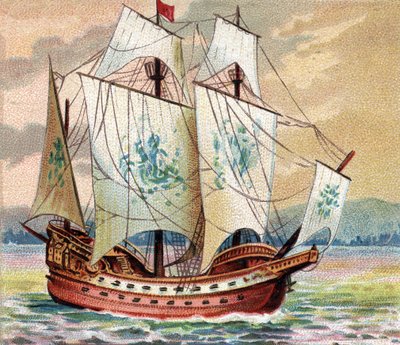 Carraca portuguesa - Representación de una carraca (nave) de la flota portuguesa a finales del siglo XV. de Unknown artist