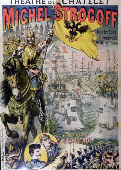 Póster para "Michel Strogoff" en el teatro du Châtelet, s.d. siglo XIX de Unknown artist