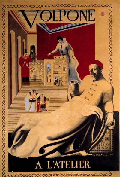Cartel de la obra "Volpone" del dramaturgo Benjamin Jonson readapte de Unknown Artist