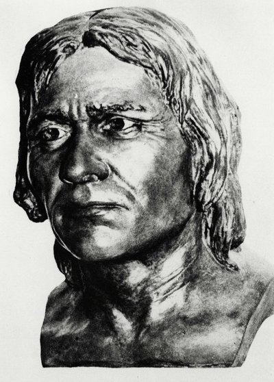 Prehistoria: reconstrucción del hombre de Cro-Magnon (busto), según Mac Grégor de Unknown artist