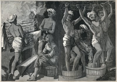 Preparación de laca en India. Grabado de 1885 en "Les arts et metiers illustres" por Adolphe BITARD de Unknown artist