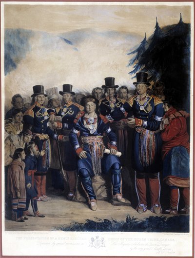 Presentación del recién elegido Jefe de los Indios Hurones de Canadá de Unknown artist