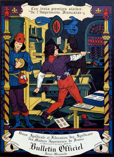 Impresión: portada del boletín oficial de la Unión sindical de maestros impresores de Francia de Unknown artist