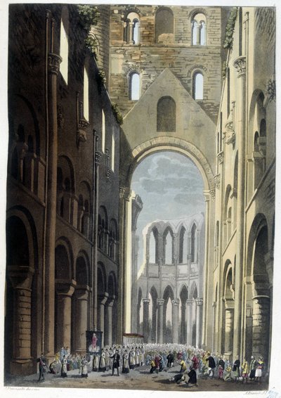 Procesión en la Abadía de Jumieges - en "El traje antiguo y moderno" de Dr. Ferrario, ed. Milán de Unknown artist