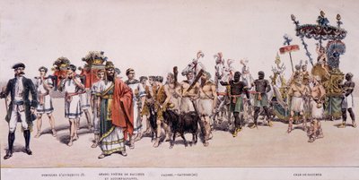 Procesión de los cosechadores y carro de Baco - en "Álbum oficial de la fiesta de los vinateros" de Unknown artist