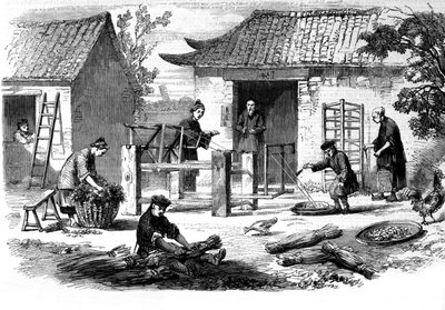Producción de seda en China y las diversas etapas de fabricación de Unknown artist