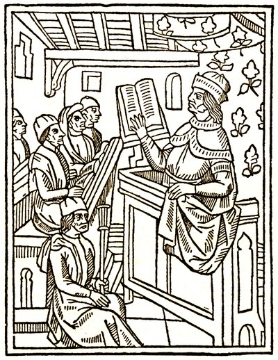 Profesor enseñando desde una silla de Unknown artist