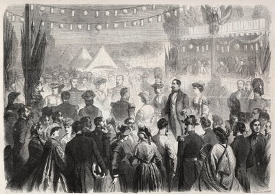 Cuadrilla de honor improvisada por Napoleón III (1808-1873) en el campamento de los granaderos en Vichy el 21 de julio de 1861 - Grabado en "Le Monde Illustré" de Unknown artist