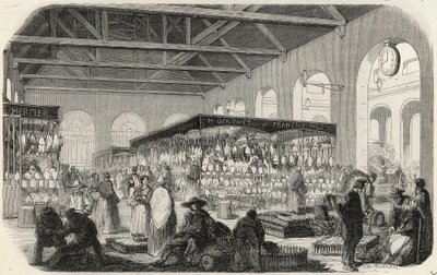 Quai des Augustins: Marché de la Vallée - Grabado en “Tableau-de-Paris” de Edmond Texier de Unknown artist