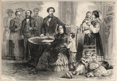 La reina Isabel II de España (Isabel de Borbón) (1830-1904) y Francisco de Asís de Borbón o Francisco I de España (1822-1902) se refugiaron con sus hijos en el castillo de Pau en Francia tras la Revolución de septiembre (Gloriosa). Entre sus hijos de Unknown artist