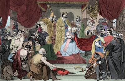 La reina Felipa intercede ante Eduardo III por la vida de los burgueses de Calais de Unknown artist