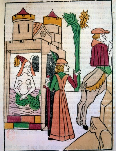 Raimondin espiando a su esposa Melusina en el baño de Unknown artist