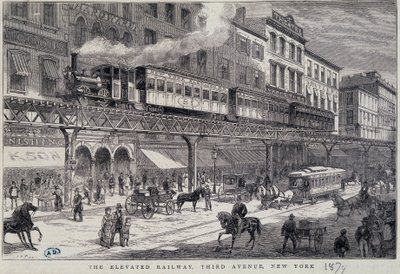 Ferrocarril elevado en la 3ª Avenida, Nueva York de Unknown artist