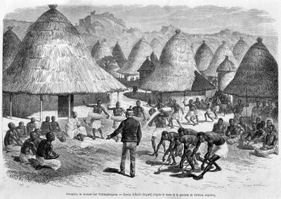 Recepción del Dr. Livingstone por Tchitapanngoua - "El último viaje de Livingstone 1866-1873" en "Alrededor del Mundo", 2do semestre de 1875 de Unknown artist