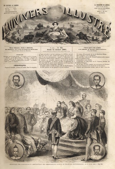 Recepción de los embajadores siameses por el emperador Napoleón III y la emperatriz Eugenia en el Palacio de Fontainebleau, 27 de junio de 1861 de Unknown artist