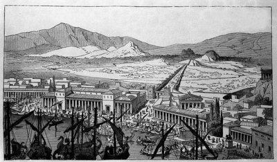 Reconstrucción del Puerto de Pireo en Grecia en el período antiguo de Unknown artist