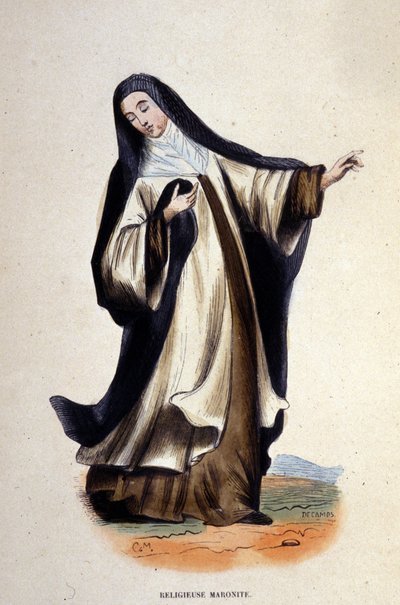 Maronita religioso. Grabado de un álbum sobre órdenes religiosas, París de Unknown artist