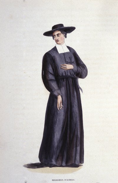 Religioso de Aubac. Grabado de un álbum sobre órdenes religiosas, París de Unknown artist